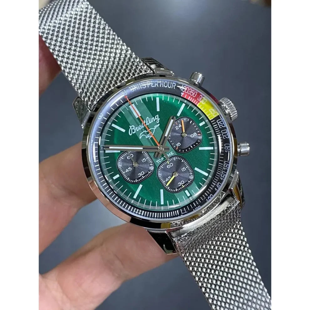 Breitling Top Time B01 Ford Mustang Chronograph Watch – 41mm Green Dial Stainless Steel – Self-Winding Automatic