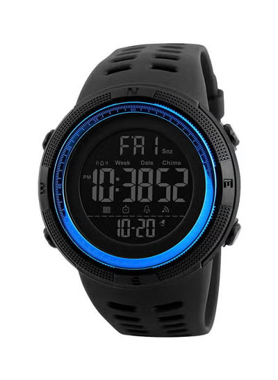 SKMEI 1251 Men's Digital Sports Watch with Silicone Rubber Strap, 50M Water Resistance & LED Backlight – Blue