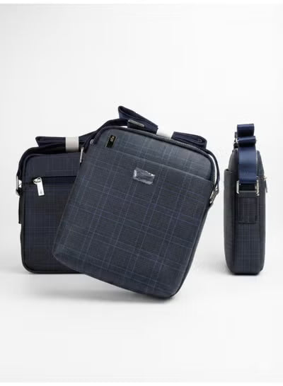 Lacoste Men's Vertical Crossbody Messenger Bag – Navy Blue Windowpane Check#9