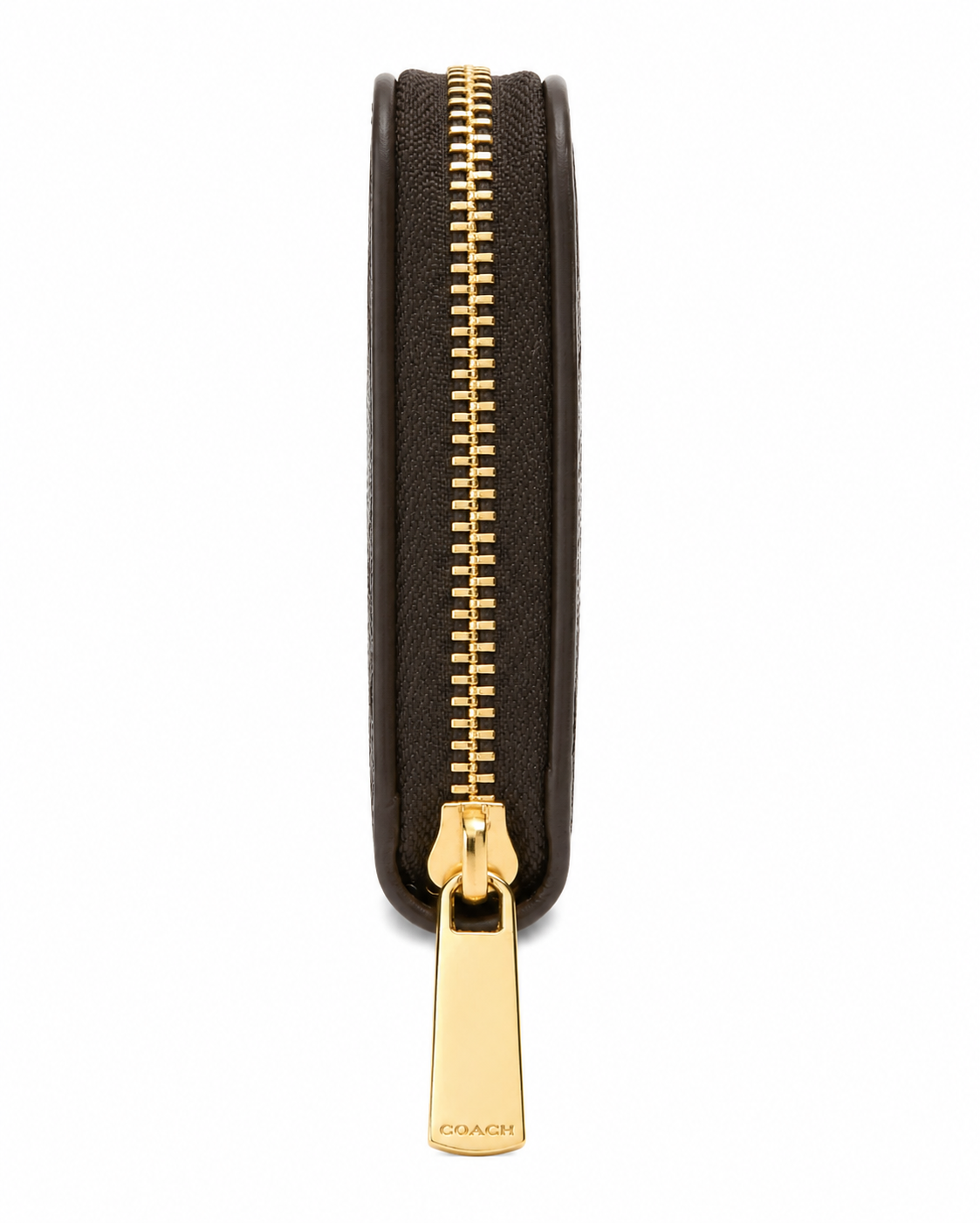 COACH Women's Signature Canvas Zip Around Wallet with Leather Stripe & Gold-Tone Hardware – Brown#04