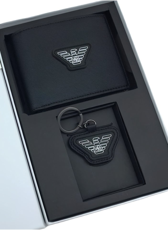 EA Black Wallet-Keychain Set For Men 13#