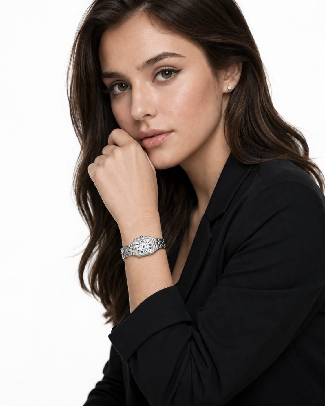 Cartier Panthère de Cartier Medium Model Women's Watch – Stainless Steel, Quartz Movement, Silver Dial with Rhinestone Bezel