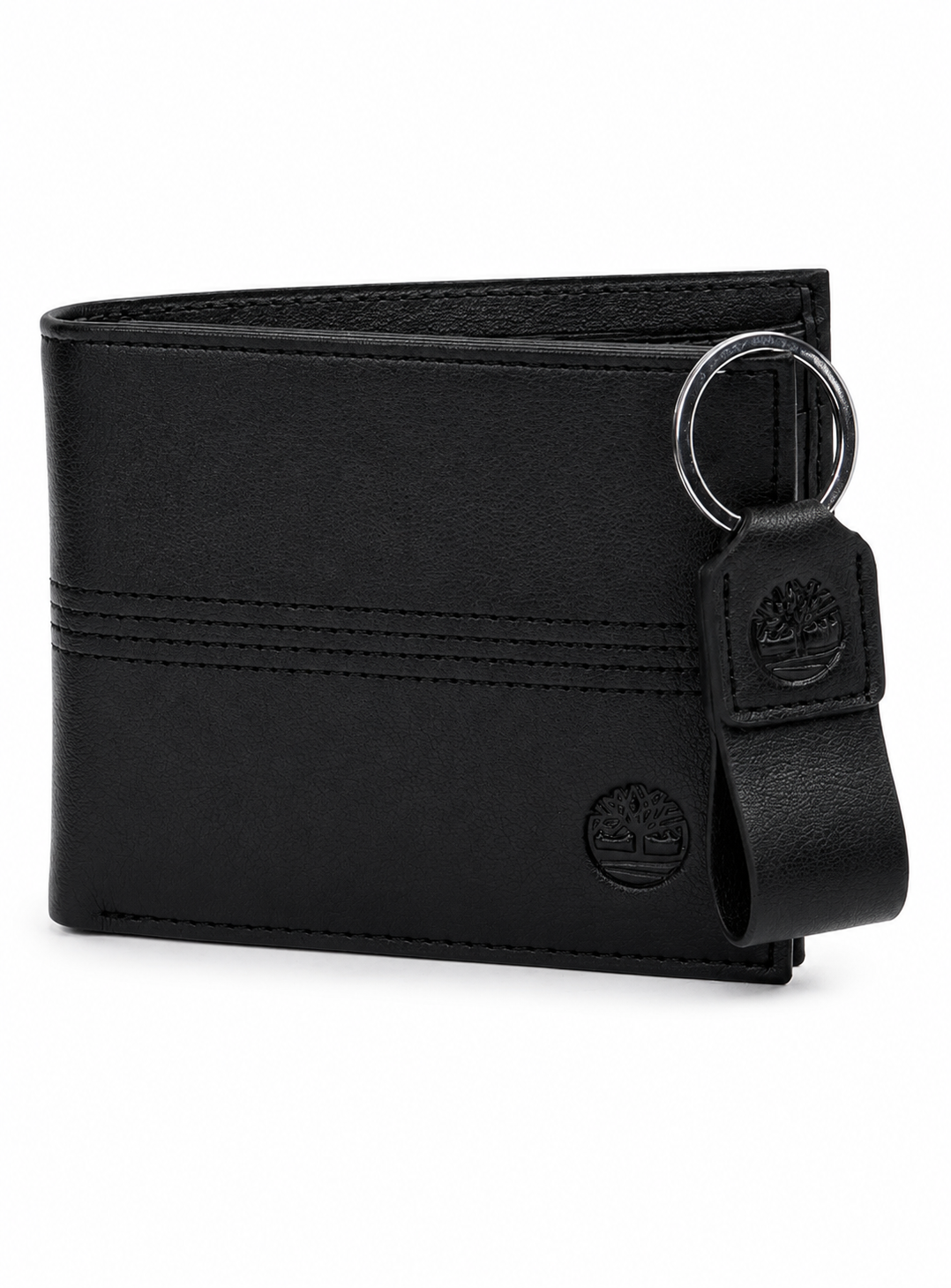 Timberland Men's Genuine Leather Wallet & Keychain Gift Set – Black#03