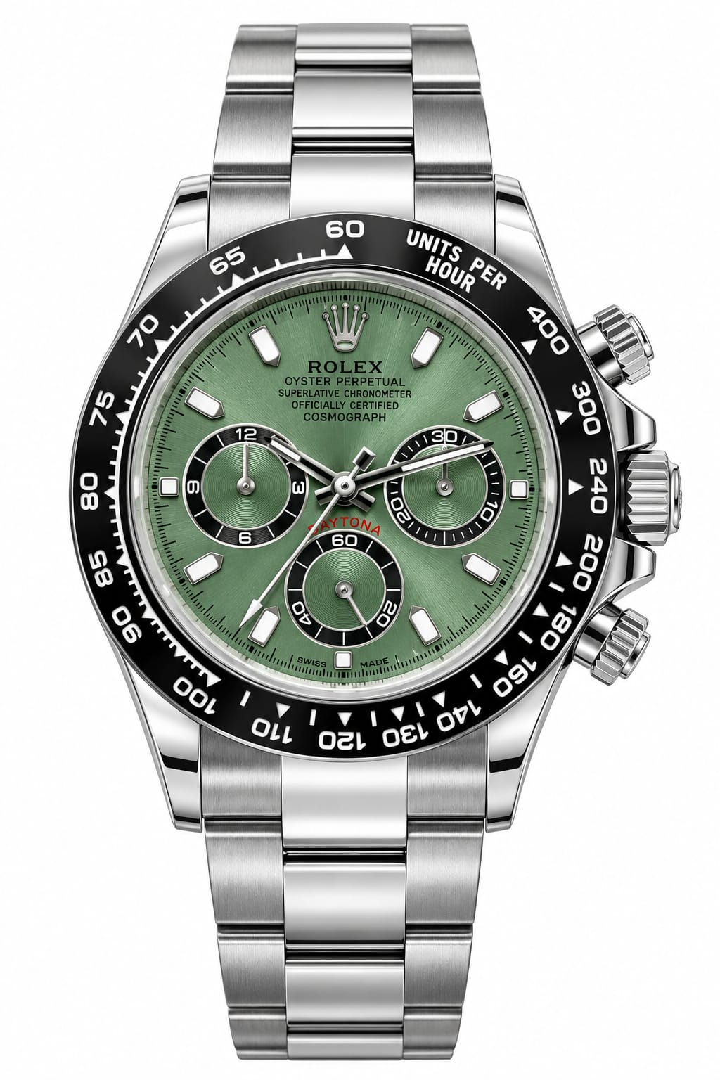 Rolex Cosmograph Daytona – Green Dial, Black Bezel, Stainless Steel Bracelet
