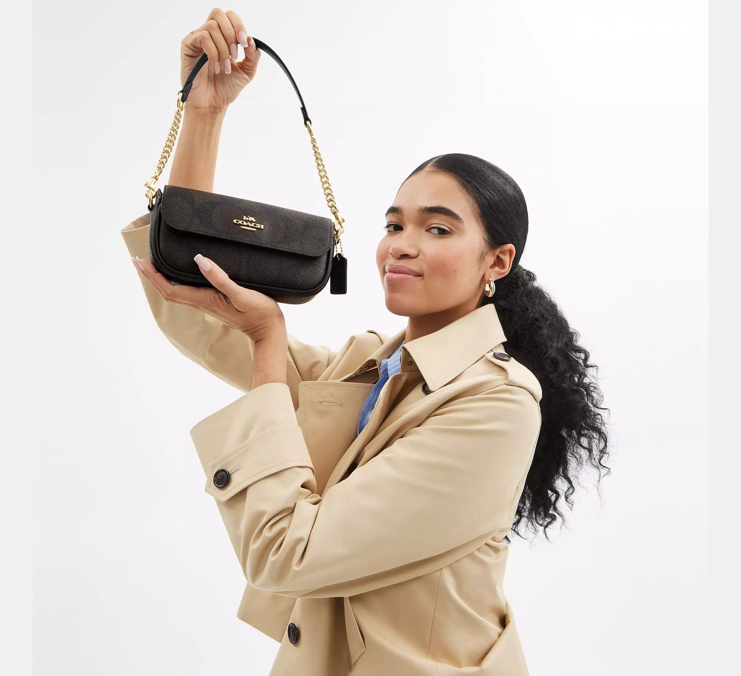 COACH Signature Canvas Flap Crossbody -Brown & Black #16