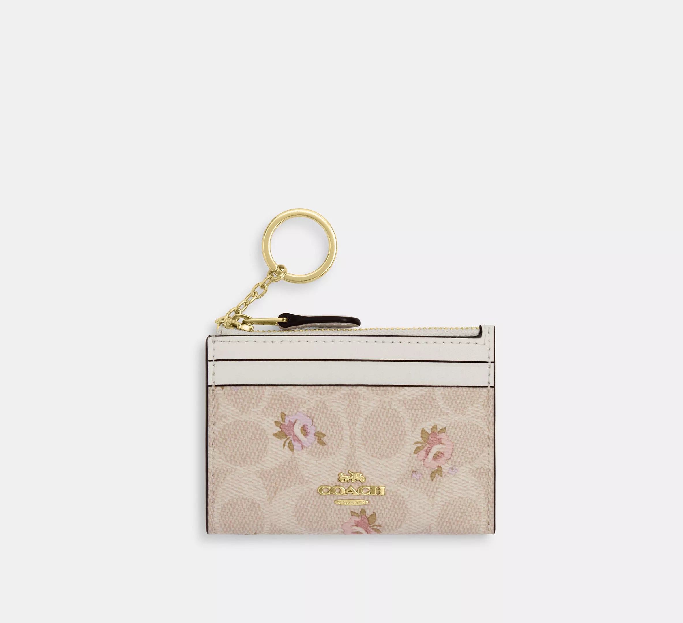Coach Women's Signature Card Case and Coin Pouch Practical Key Ring Wallet #0008