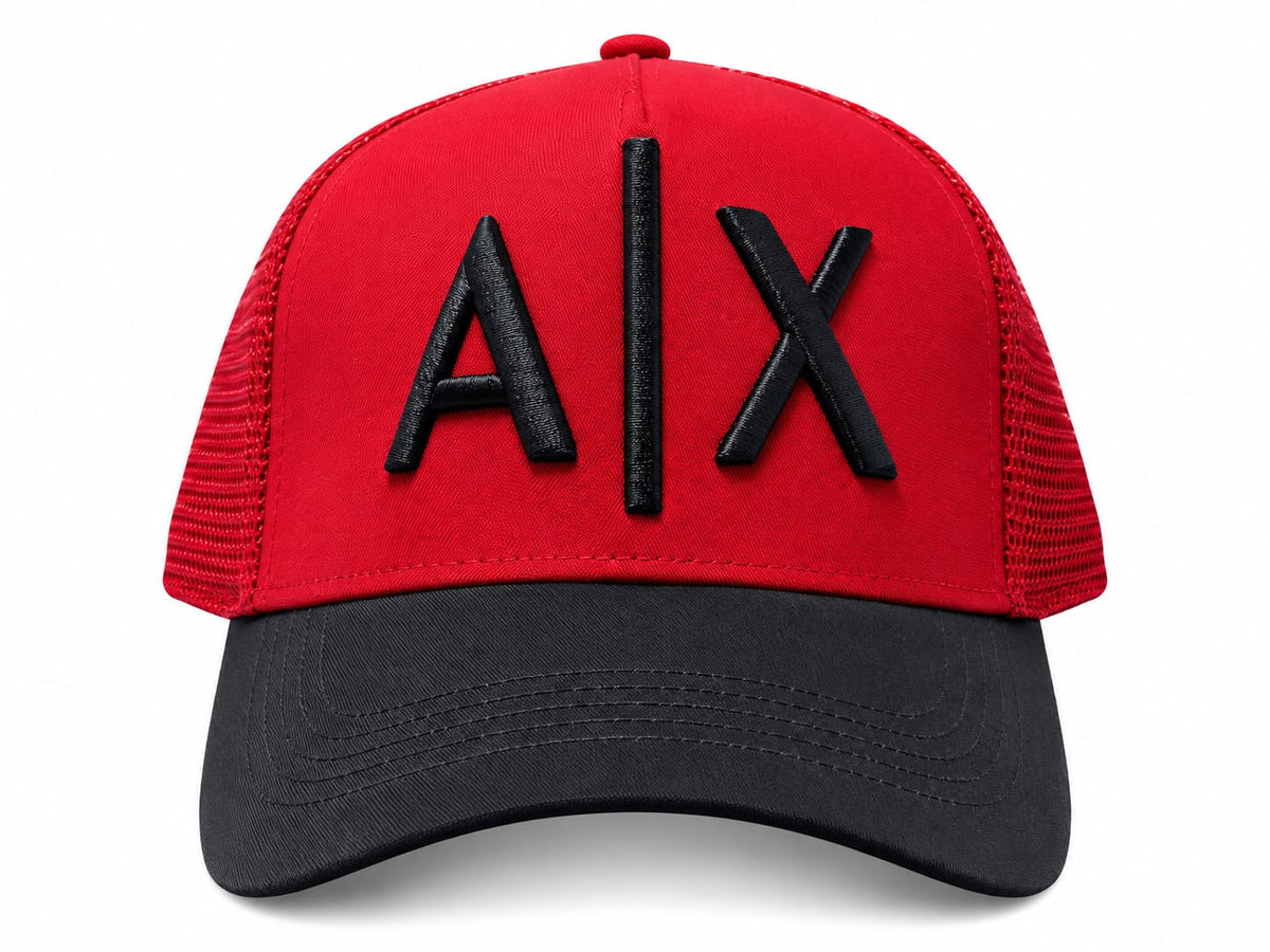 Armani Exchange A|X Men's Adjustable Red & Black Mesh Trucker Cap#6