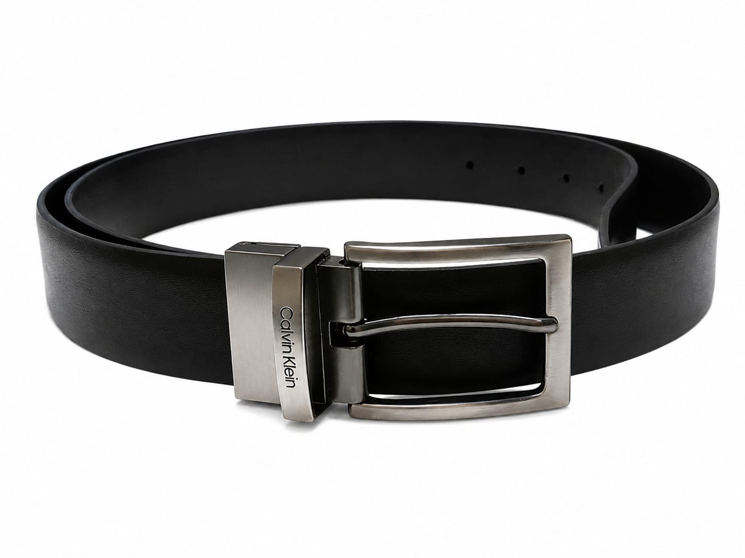 Calvin Klein Men's Reversible Leather Belt – Black & Dark Brown with Silver-Tone Buckle#27