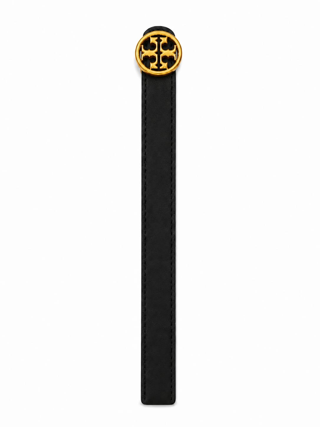 TORY BURCH Women's Premium Leather Belt with Gold Logo Buckle – Black#02