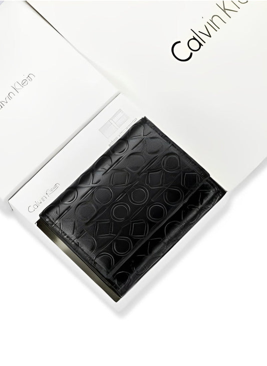 CK Monogram Trifold Black Wallet For Men 62#
