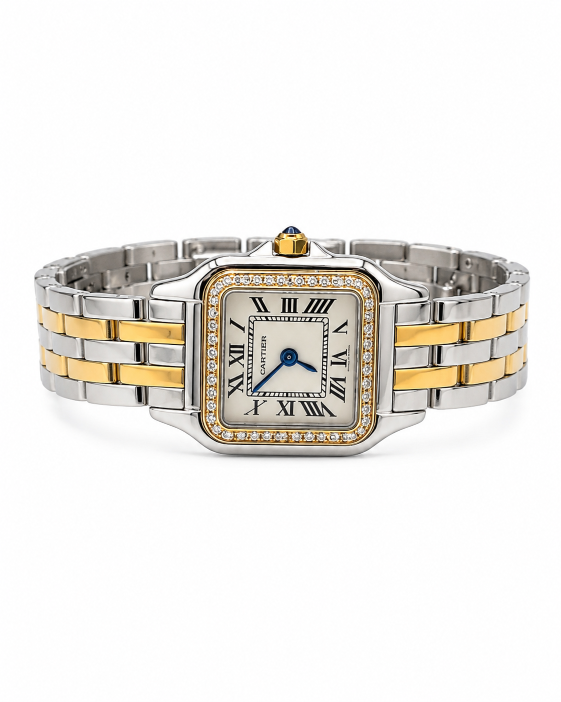Cartier Women's Small Square Two-Tone Stainless Steel Watch with White Dial Case Dimensions: 25.1 × 18.5 mm