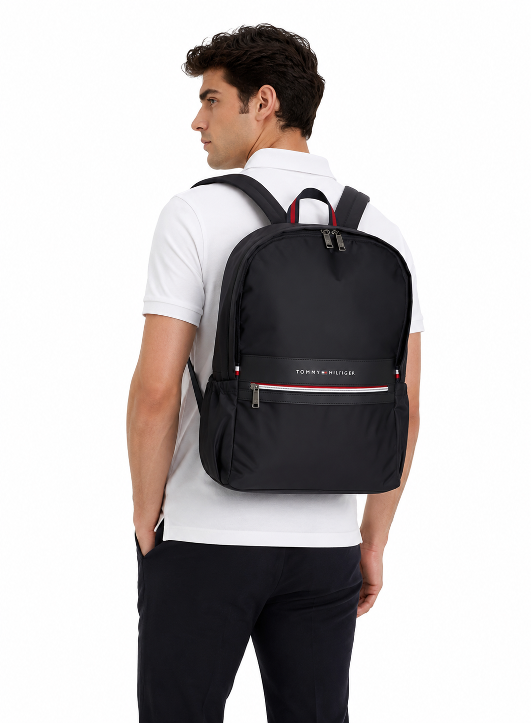 Tommy Hilfiger Men’s Black Backpack TC980CB0 – Premium Everyday & Laptop Bag#0054