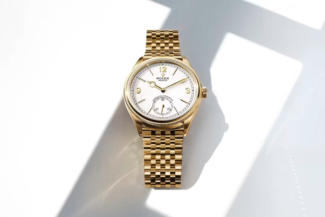 Rolex 1908 Men's Gold-Tone Watch with White Dial – Design -RLX1908-02