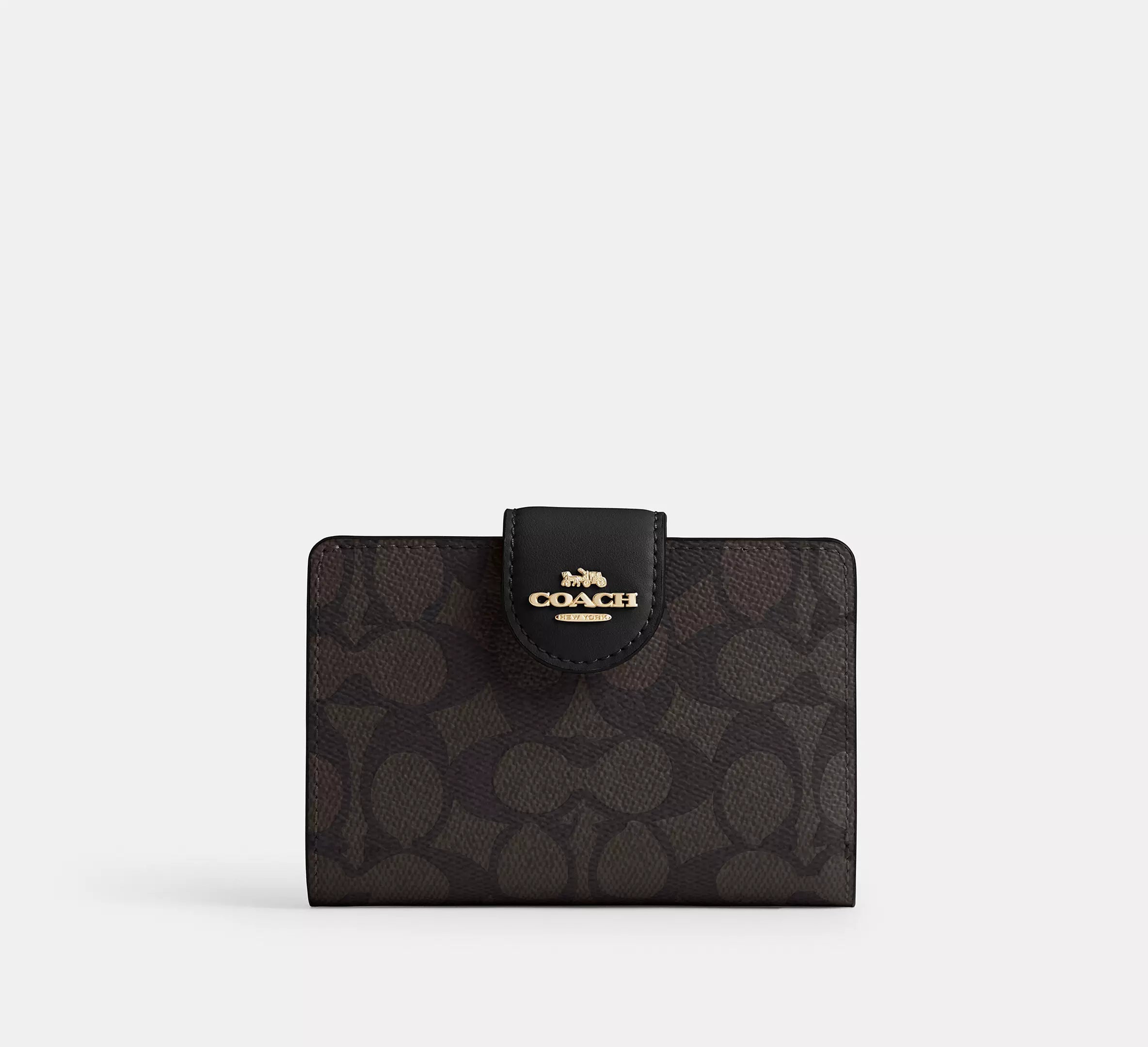Medium Corner Zip Wallet In Signature Canvas Walnut/Black #0026