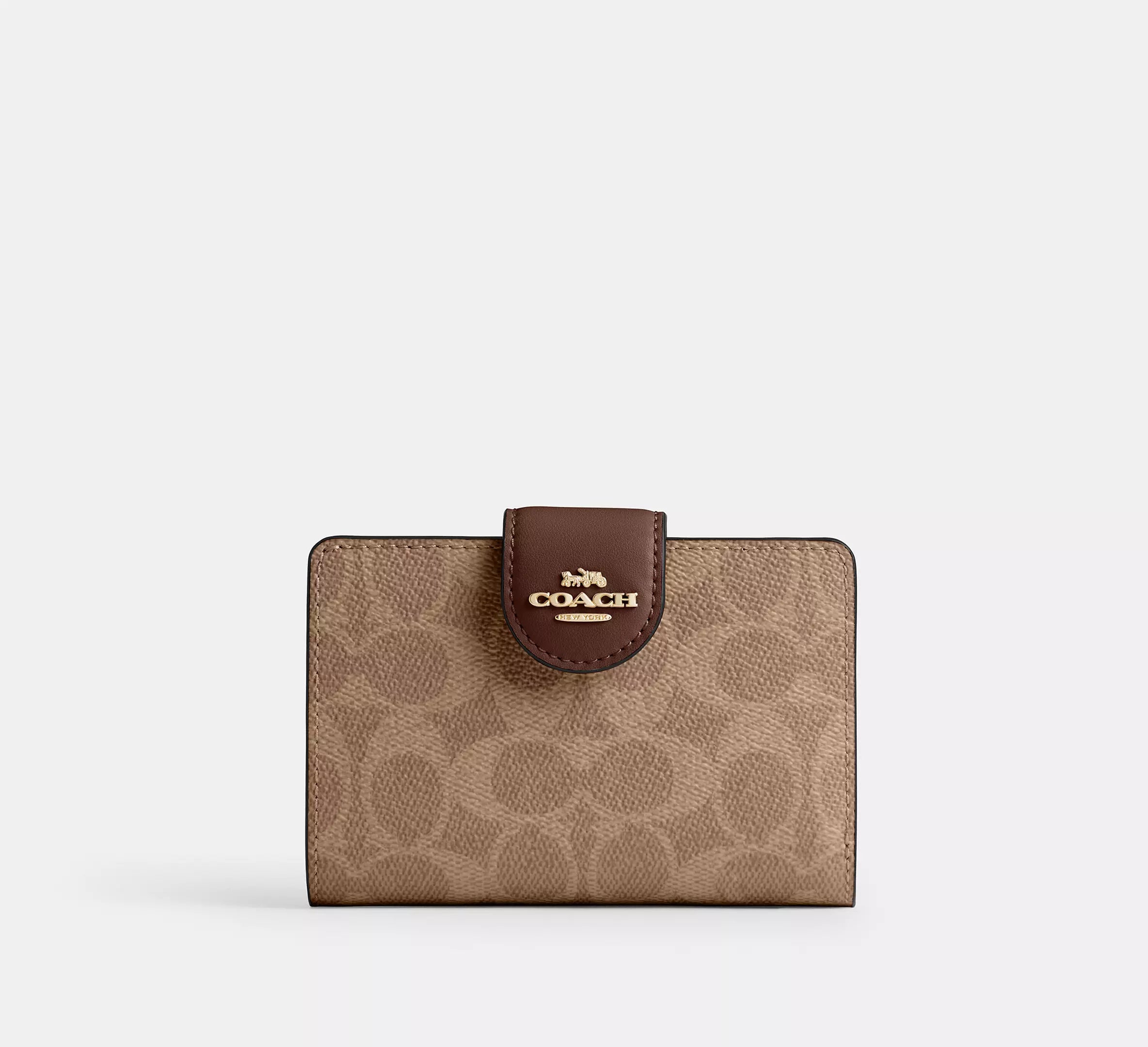 Medium Corner Zip Wallet In Signature Canvas Tan/Brown #0021