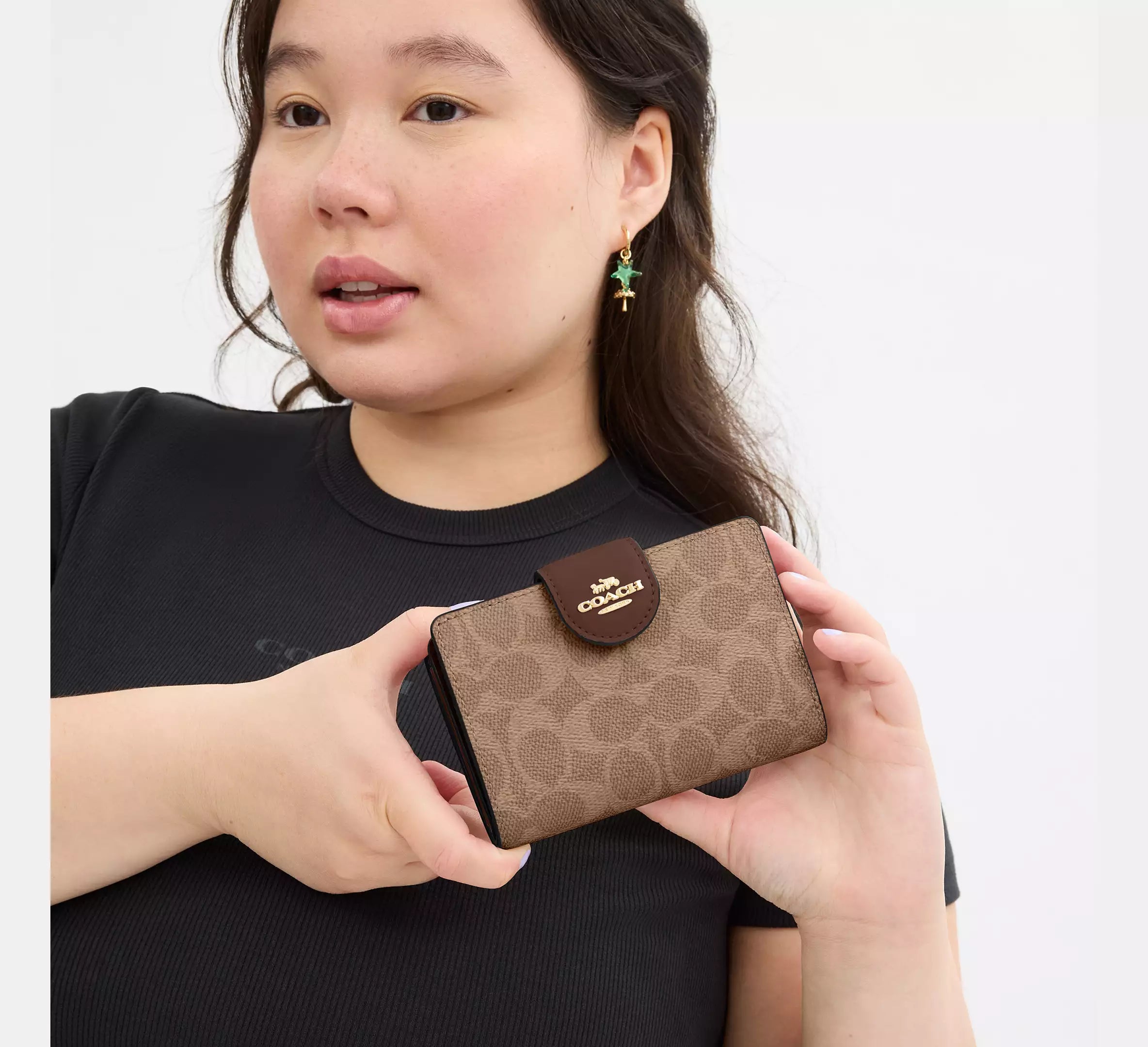 Medium Corner Zip Wallet In Signature Canvas Tan/Brown #0021