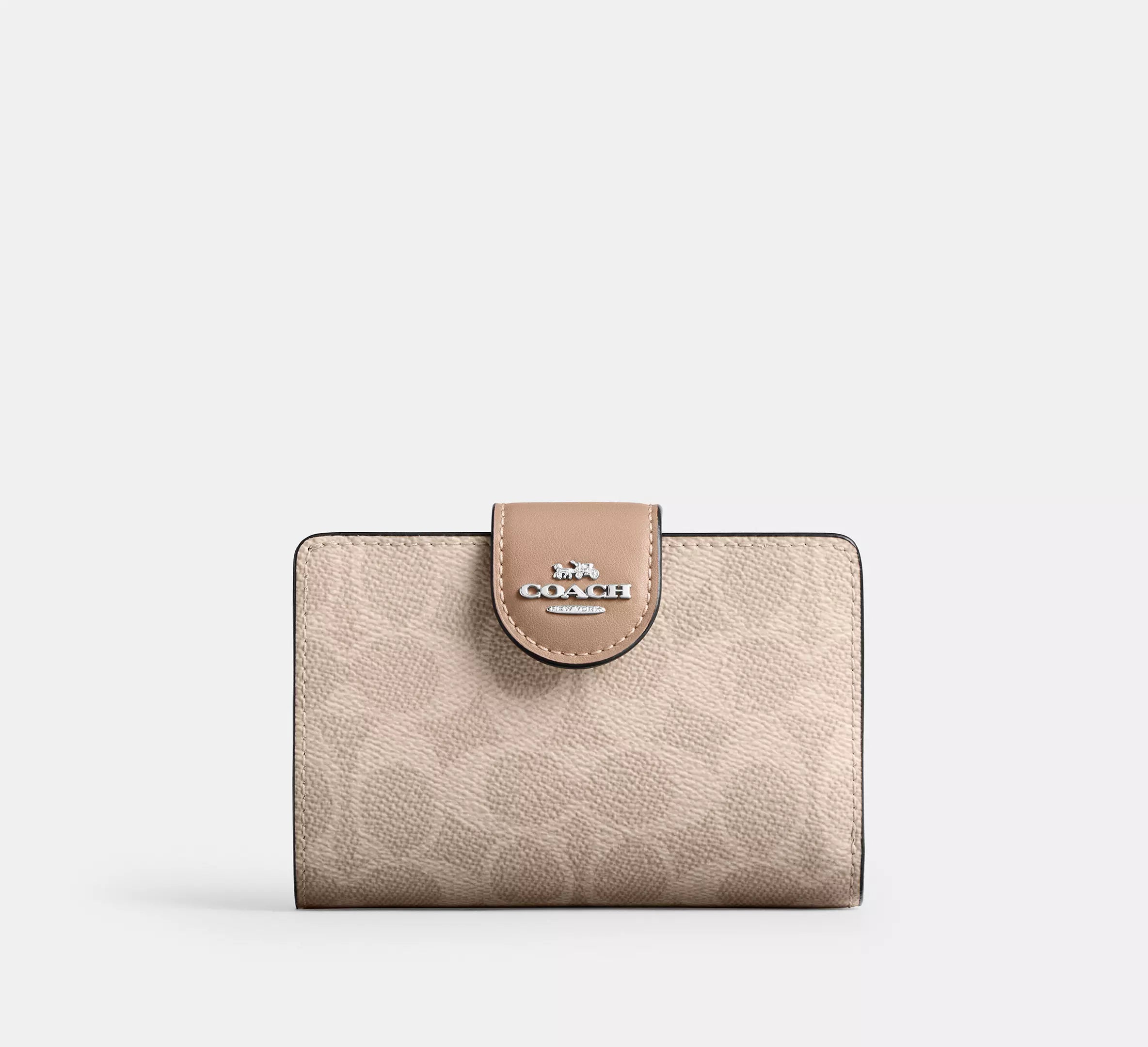 Medium Corner Zip Wallet In Signature Canvas Sand/Taupe #0018