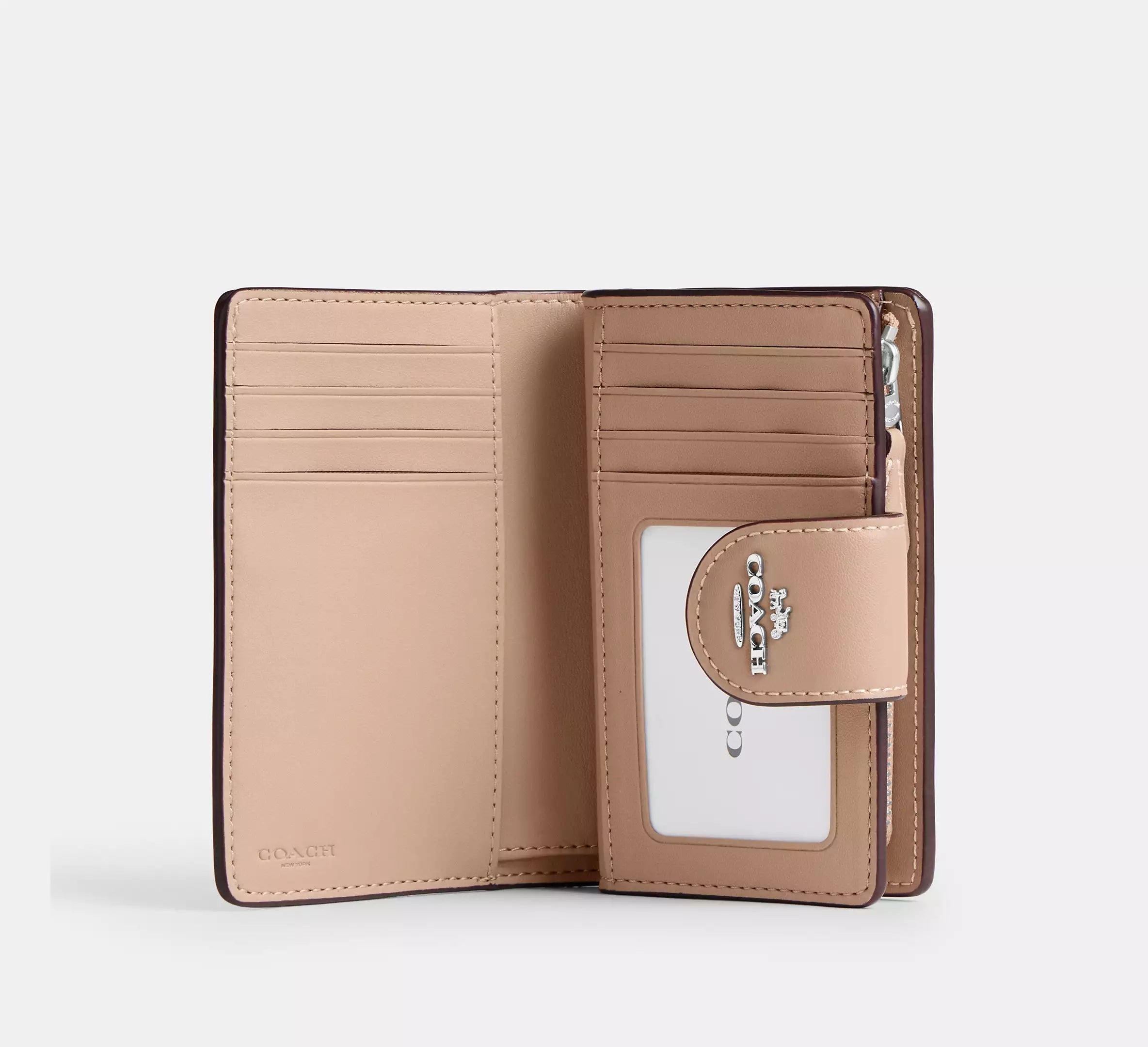 Medium Corner Zip Wallet In Signature Canvas Sand/Taupe #0018