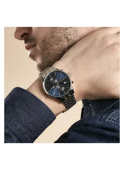 Men’s Watch – Hugo Boss Associate 1513976, Blue Dial with Silver & Gold Stainless Steel Bracelet