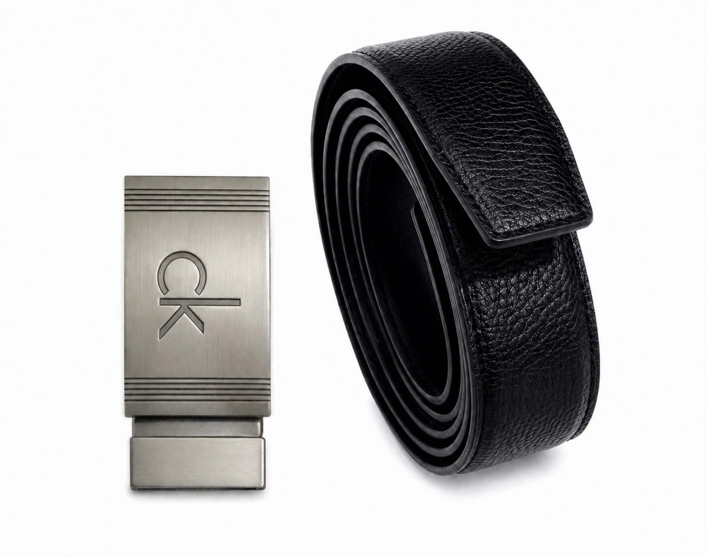 Calvin Klein Men’s 3-Piece Leather Belt Set: Interchangeable Buckle with Black & Brown Straps #S-15
