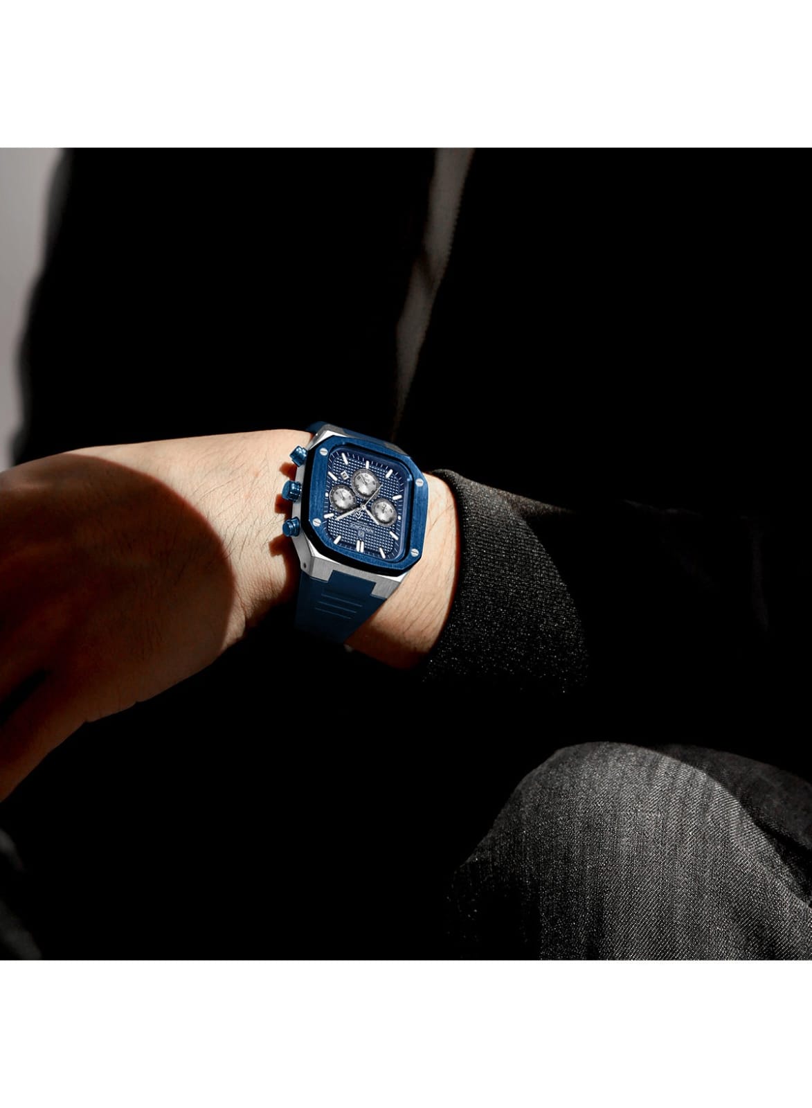 NAVIFORCE NF8037 Men's Chronograph Watch with Blue Silicone Strap, 30M Water Resistant