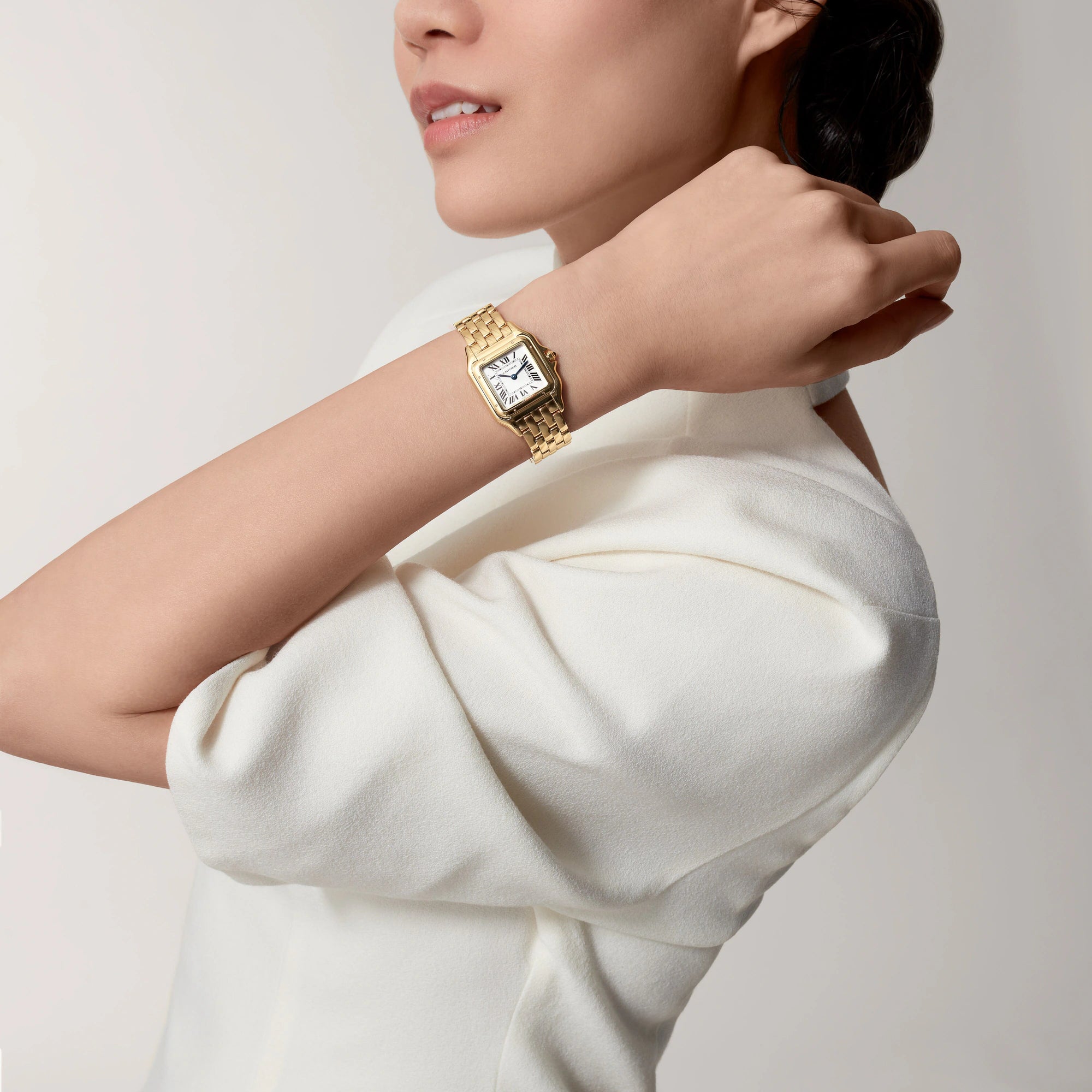 Panthère de Cartier watch White Dial Gold Strap medium model