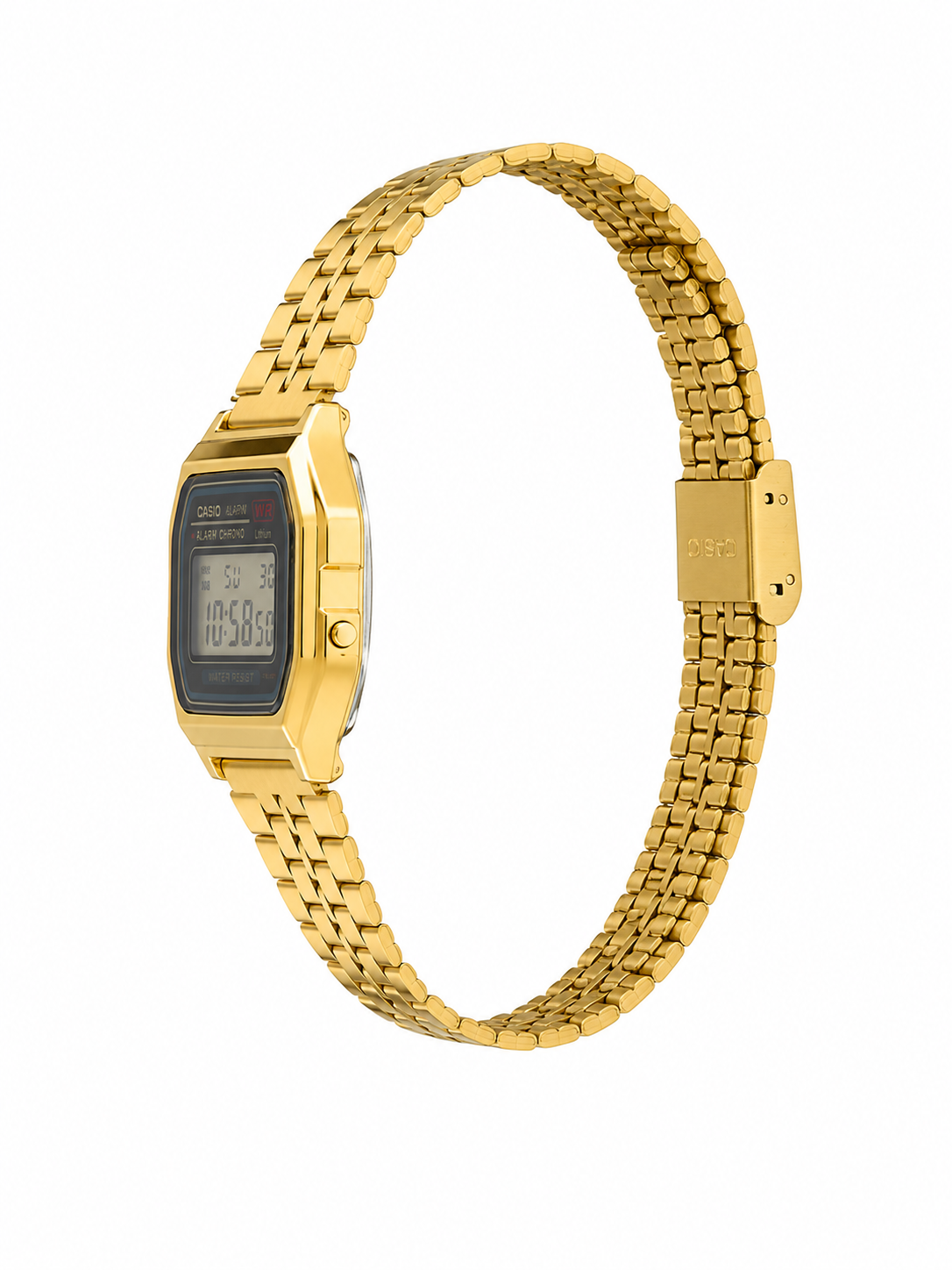 Women's Gold-Tone Digital Watch – Elegant Vintage Design with Stainless Steel Bracelet#S