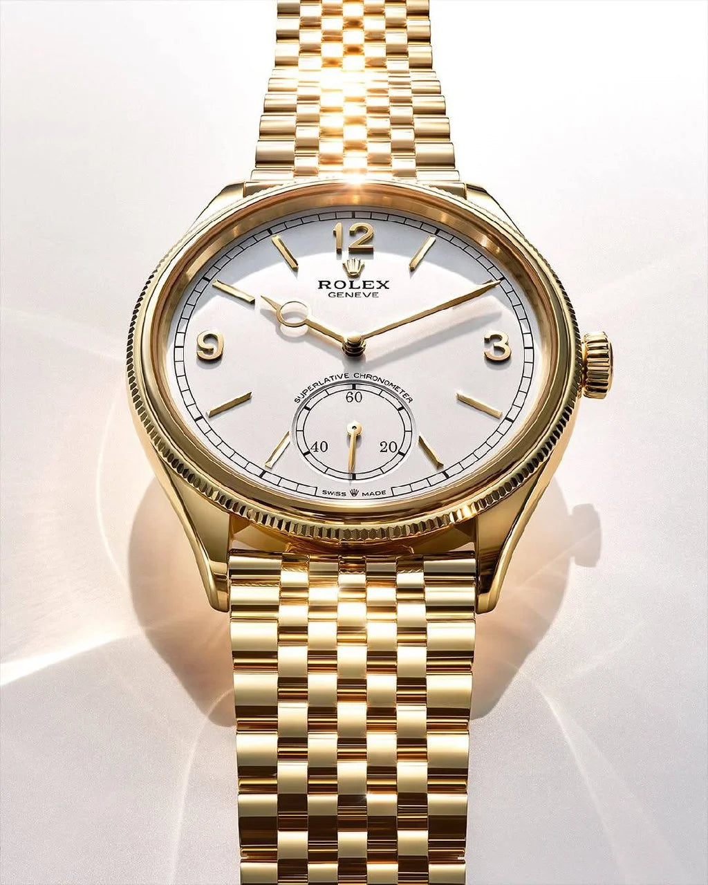 Rolex 1908 Men's Gold-Tone Watch with White Dial – Design -RLX1908-02