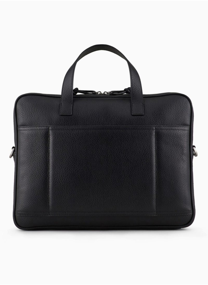 EA Black Leather Laptop Bag For Men #1