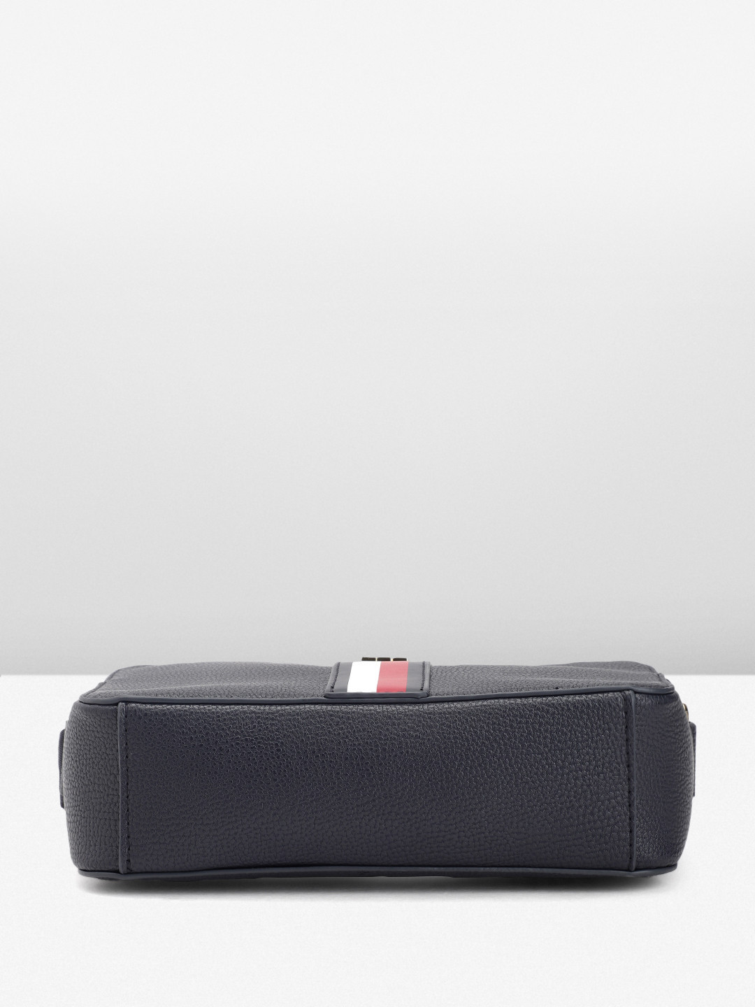 Tommy Hilfiger Striped Structured Sling Bag – Black, White & Red #21
