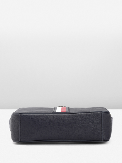 Tommy Hilfiger Striped Structured Sling Bag – Black, White & Red