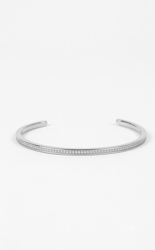 Women's Silver Stainless Steel Open Cuff Bracelet – Elegant Minimalist Design#021