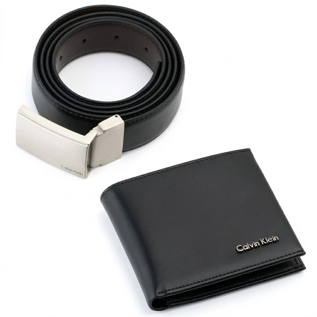 Calvin Klein Men’s Leather Belt & Wallet Gift Set – Black Premium Accessories Combo#16