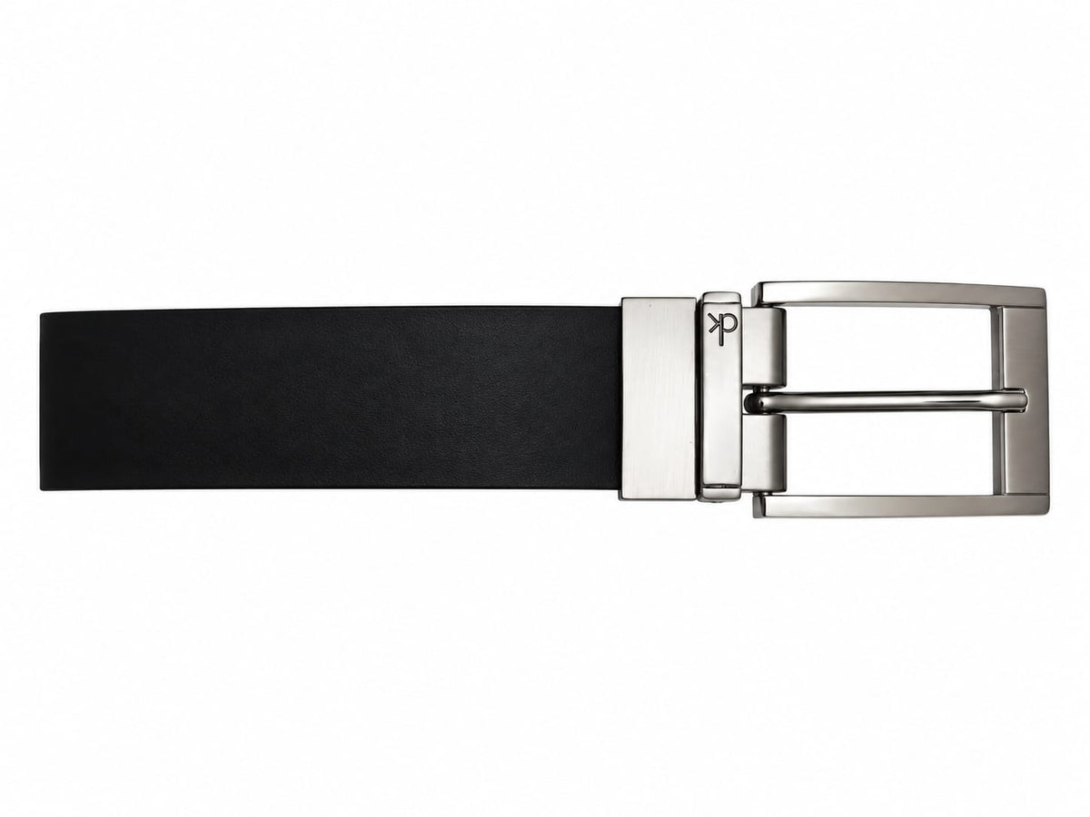 Calvin Klein Men's Reversible Leather Belt - Black/Dark Brown with Gunmetal Buckle#03