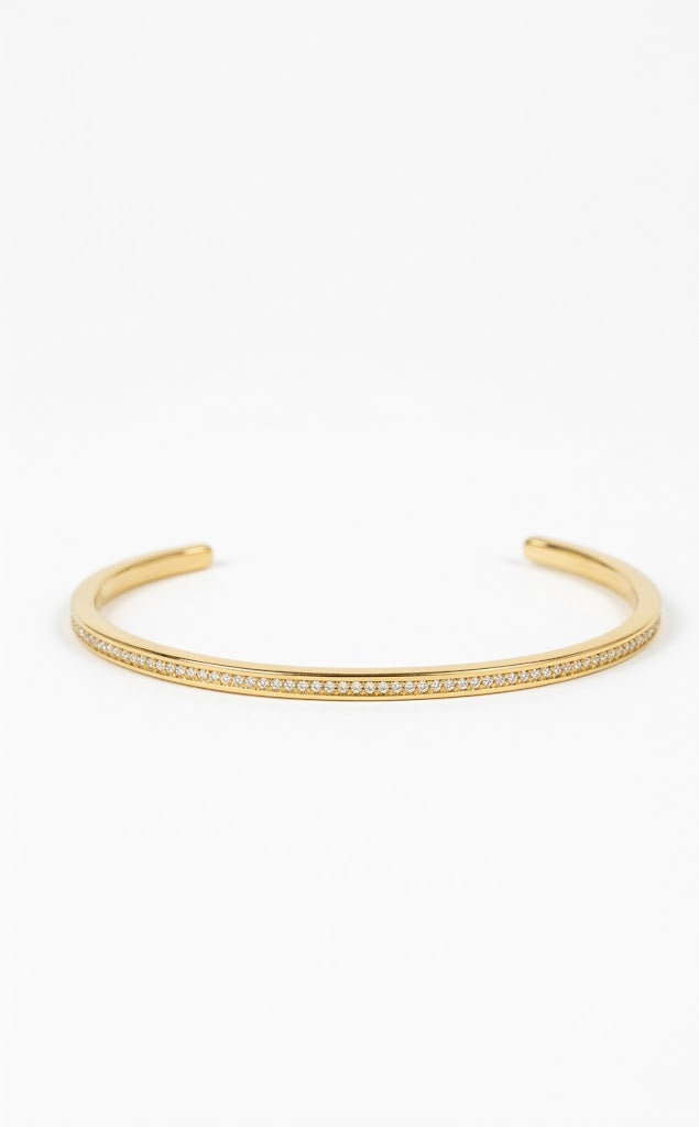 Women's Gold Stainless Steel Open Cuff Bracelet – Elegant Minimalist Design#020