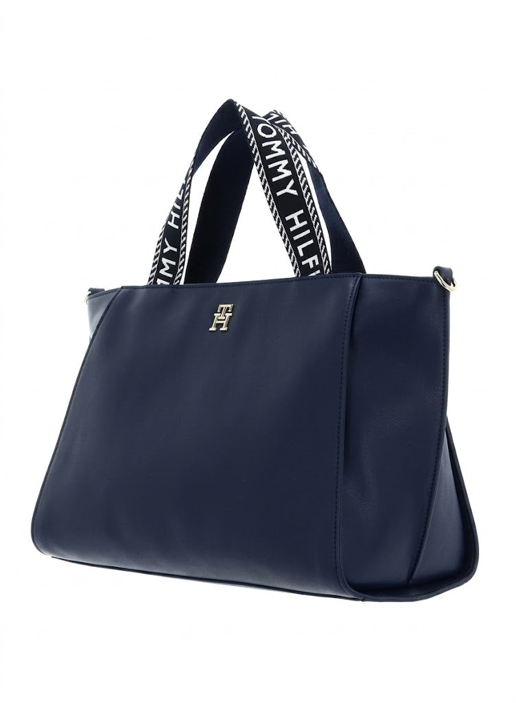 Tommy Hilfiger Life Tote Bag – Navy Blue PVC Tote with Crossbody Strap by Tommy Hilfiger#82