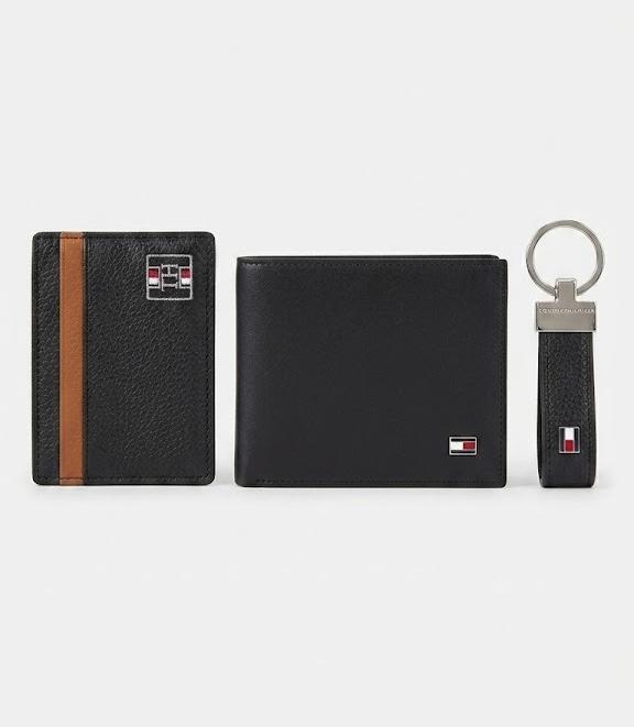 Tommy Hilfiger  Men's Premium Gift Set – Leather Wallet, Card Holder & Keychain with RFID Protection#12C