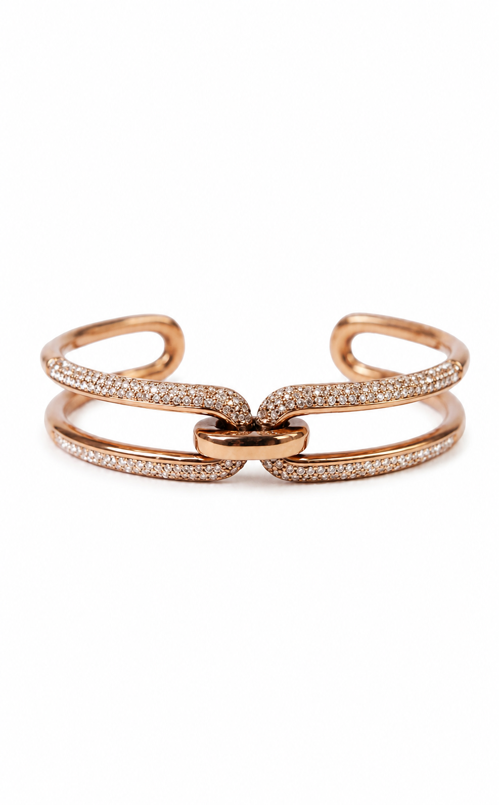 Luxury Rose Gold Women's Open Cuff Bracelet – Elegant Chain-Inspired Design#02