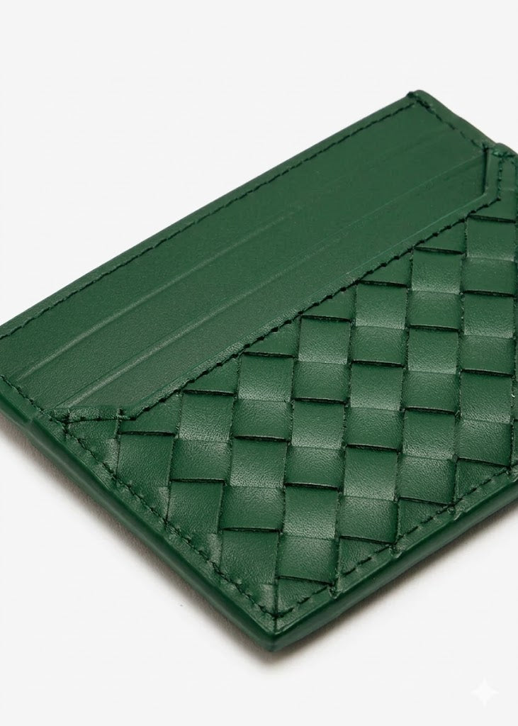 Bottega Veneta Piccolo Intrecciato Card Holder in Calf Leather – Green#3