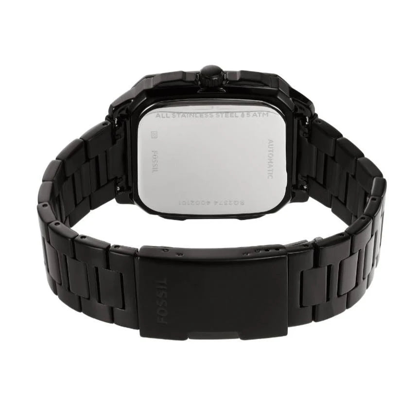 Fossil Inscription Automatic Skeleton Watch for Men – Black Dial & Black Stainless Steel Strap (BQ2574)