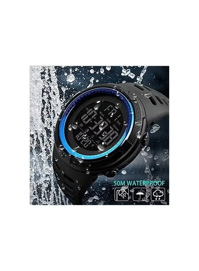SKMEI 1251 Men's Digital Sports Watch with Silicone Rubber Strap, 50M Water Resistance & LED Backlight – Blue
