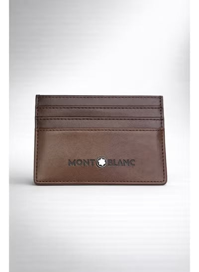 Montblanc Brown Leather Card Holder Slim Wallet – Premium Minimalist Card Case#21