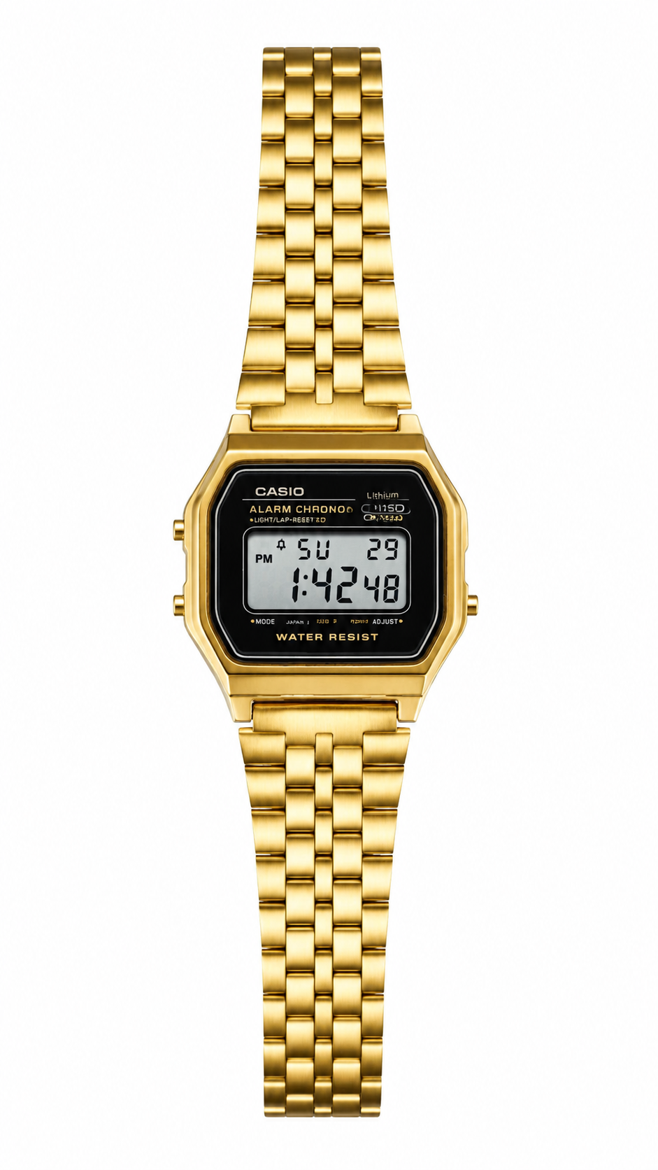 Women's Gold-Tone Digital Watch – Elegant Vintage Design with Stainless Steel Bracelet#S
