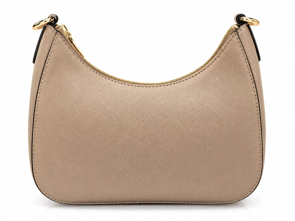 Women's Beige/Taupe Handbag with Two Interchangeable Straps#0070