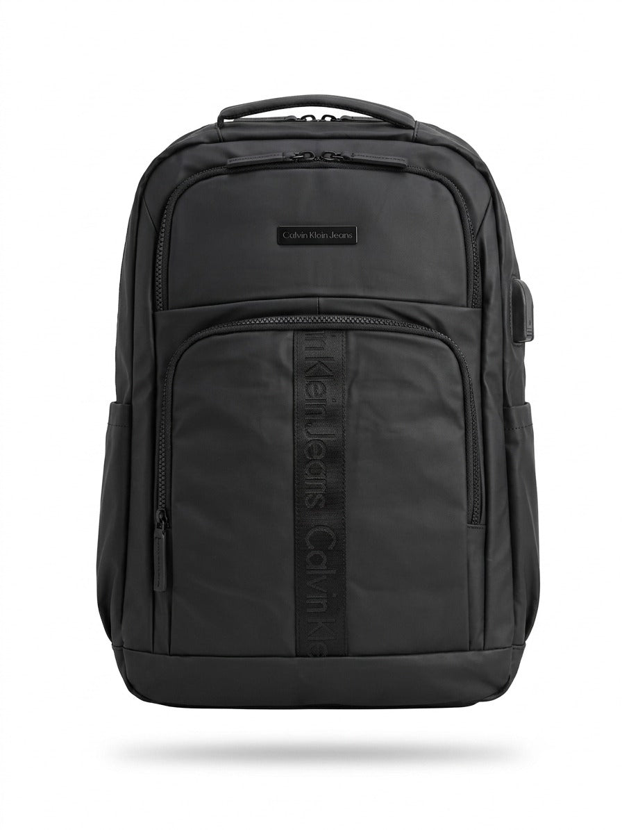 Men's Black Laptop Backpack with Padded Shoulder Straps and Chest Strap#0019