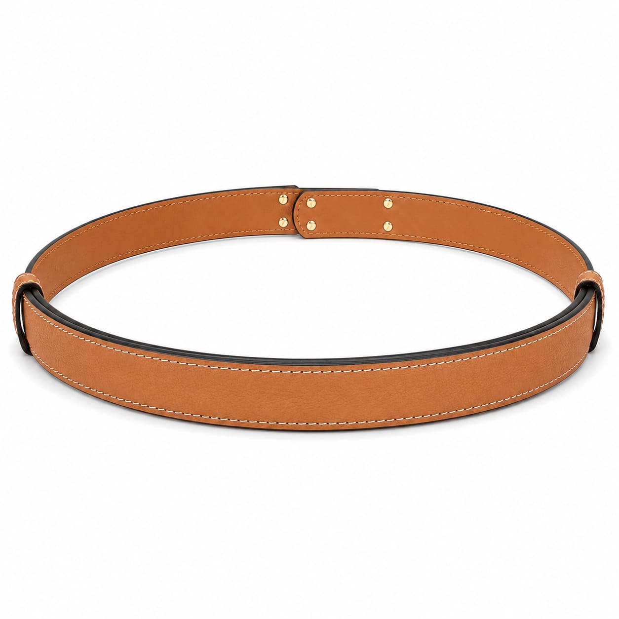 Hermès Paris Women's Luxury Leather Belt with Gold Buckle – Brown#03