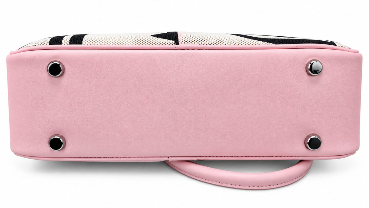 Women's Structured Top Handle Handbag with Artistic Print and Pink Trim#0002