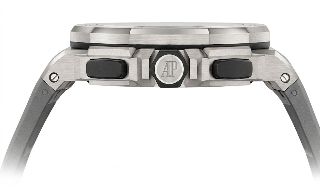 Luxury Royal Oak Offshore Style Chronograph Men’s Watch – Silver with Grey Rubber Strap