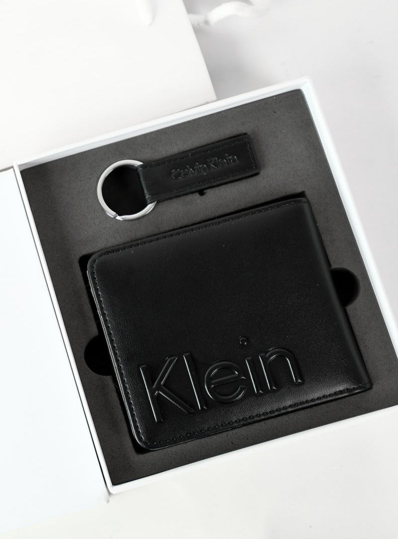 CK Black Leather Wallet-Keychain Set For Men 4#