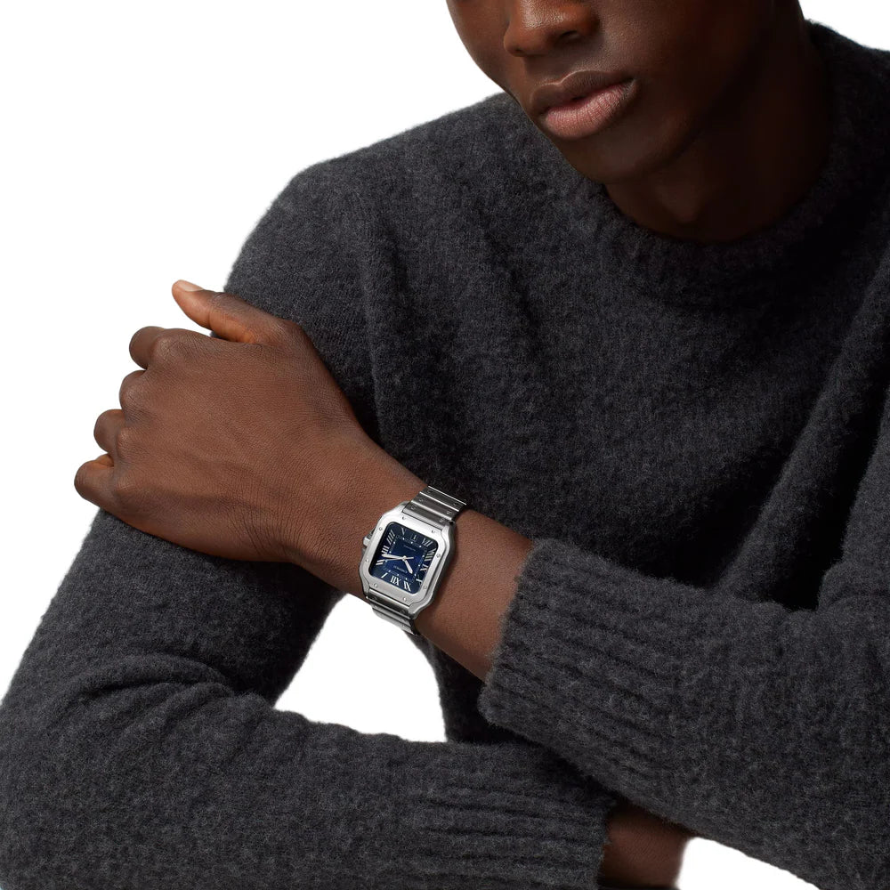 Santos de Cartier LM Watch – Gradient Blue Dial & Stainless Steel Bracelet